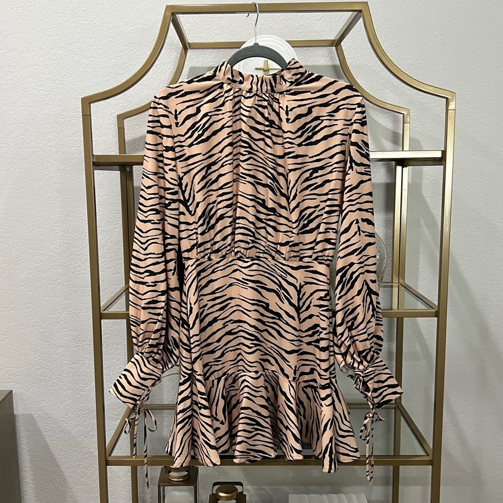 Animal Print Mock Neck Dress